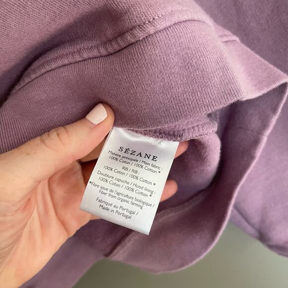 SEZANE‎ Tess Hooded Sweatshirt Size XXS Mauve Purple Yellow Chic French Pullover - Picture 14 of 16